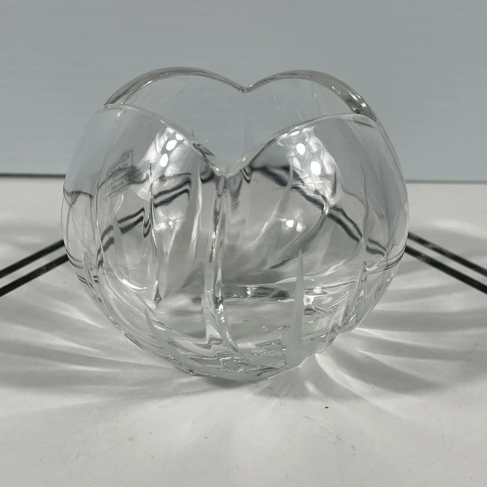 Illusions 24% Full Lead Crystal Bowl Handcrafted Slovenia Frosted Swirl 4x3